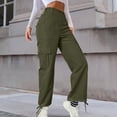 thumbnail image 3 of Pantalones cargo de cintura alta para mujer: pantalones anchos con 6 bolsillos, material de spandex, tallas XS-XXL, 3 of 6