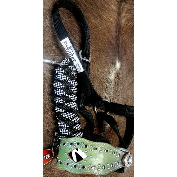 Horse Noseband Tack Bronc Leather HALTER Tiedown Lead Rope 280349