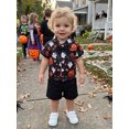 thumbnail image 4 of Cjfdfy Toddler Baby Boy Halloween Outfits Pumpkin Ghost Print Short Sleeve Bowtie Shirts And Shorts Little Baby Cute My First Halloween Clothes 6M-4Y, 4 of 9