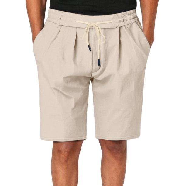 WILLBEST Pantalones Cortos para Hombre de Lino de Verano Transpirables de Cinco Pantalones Cortos para Hombre