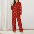 thumbnail image 2 of Rateoe Gingerbread Man Pattern Womens Pajamas Set Long Sleeve Sleepwear Button Down Nightwear Soft Cotton Pj Lounge Sets-XX-Large, 2 of 7