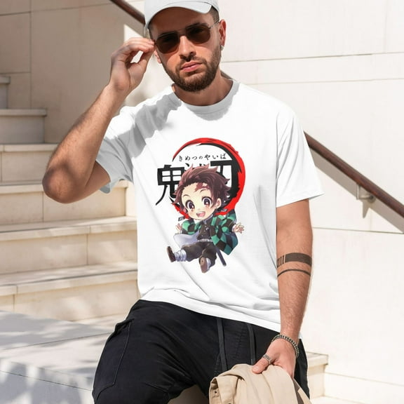 Anime Demon Slayer Shirt Mens Shirts Print T-Shirts Cosplay Shirts Fashion Casual Shirt -Small