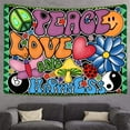 thumbnail image 4 of Gojian Peace Love and Happiness Groovy Soft Flannel Tapestry, 70s Theme Party Wall Hanging for Bedroom Living Room Decor, 4 of 6