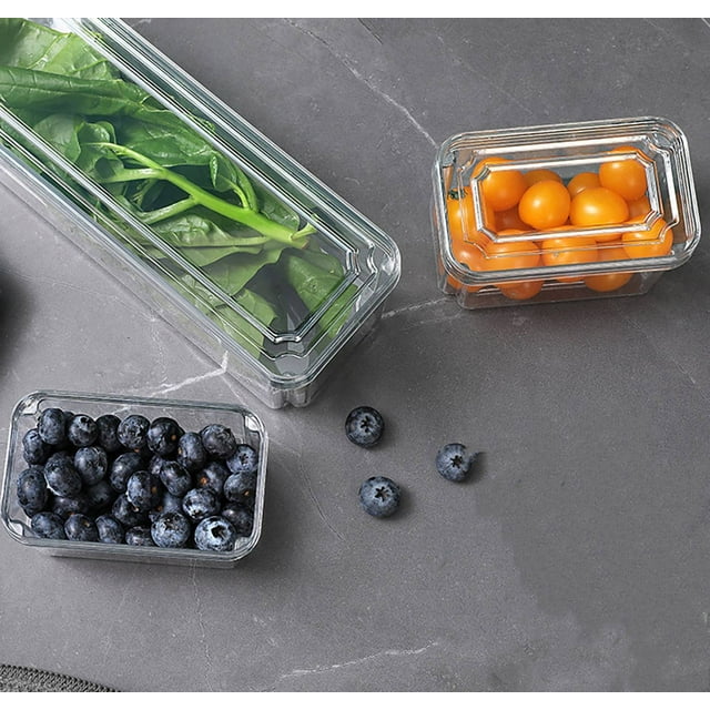 Clear Stackable Refrigerator Organizer Bins - 3-Pack Plastic Food Storage Containers for Produce, Meat, Fish & Yogurts | 1500ML & 470ML Sizes | Fridge Organizers with Pull-Out Drawers