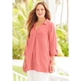 thumbnail image 3 of Catherines Women's Plus Size Anywear Pucker Cotton V-Neck Placket Blouse, 3 of 3