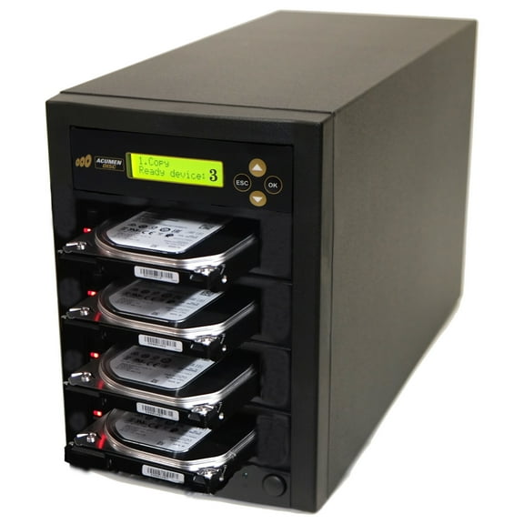 Acumen Disc 1 to 3 SATA III Hard Drive Duplicator (up to 600MB/s) -  Multiple 3.5" & 2.5" HDD & SSD Memory Card Copier & Sanitizer (DoD Compliant)