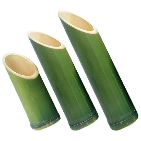 Floral Arrangement Vase Bamboo Flower Pot Artistic Modern Style Rustic Planter Green 3Pcs