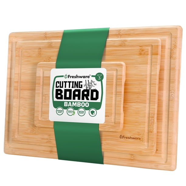 Juego de 3 tablas de cortar de bambú Freshware con ranuras para jugo