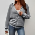thumbnail image 3 of Women's Casual Sweatshirt Zipper Cardigan Hoodies Loose Solid Sweater‌ Pocket Sport Hooded Tops 2025 Fall Fashioan Tops Hoodie, 3 of 8