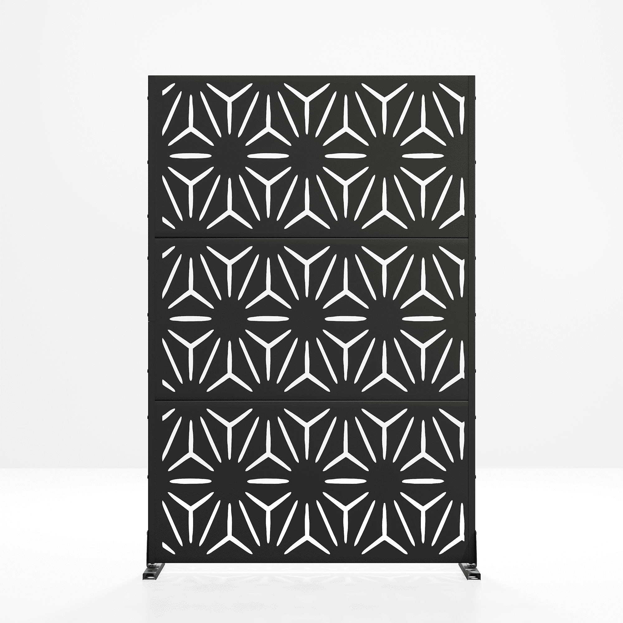 MAYEERTY Folding Privacy Screen – Heavy-Duty Galvanized Steel Panel,Snowflake,Black