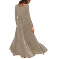 thumbnail image 4 of Vedolay Dressers Women's V Neck Long Batwing Sleeve Wrap Midi Knit Sweater Dress Elegant Backless with Belt Slit,Khaki S, 4 of 5