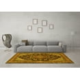 thumbnail image 3 of Ahgly Company Machine Washable Indoor Square Medallion Yellow Traditional Area Rugs, 5' Square, 3 of 4