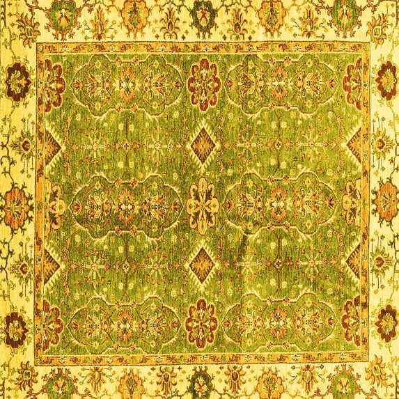 Ahgly Company Indoor Square Oriental Yellow Traditional Area Rugs, 4' Square