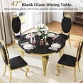 thumbnail image 6 of Round Glass Dining Table, S-Shaped Stainless Steel Legs, 47" Black Mirrored Tempered Glass Top, for Dining Rooms & Apartments, 6 of 7