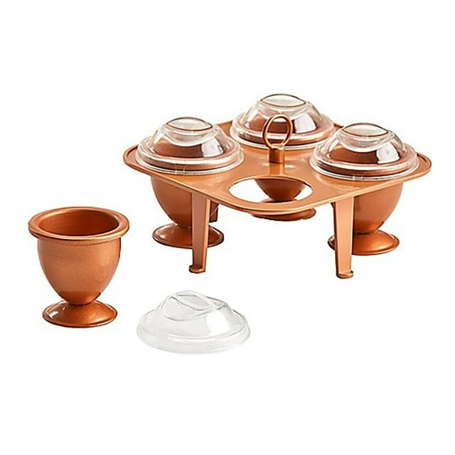 Cobre Chef Huevos de cobre con recubrimiento antiadherente: cocina de huevos escalfados y hervidos suaves como se ve en la televisión 4 cápsulas x 4 tapas Copper Chef 61756673