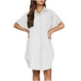 thumbnail image 5 of Admvng Summer Dresses for Women 2025 Casual Button Up Cotton and Linen Mini Shirt Dress S-2XL, 5 of 8