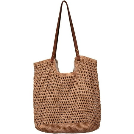 MAOYA Summer Crochet Handbags for Women Hollow Woven Shoulder Hobo Bag Beach Tote Bag Knit Top Handle Purse Vacation