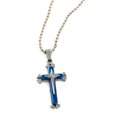 thumbnail image 4 of Cross Necklace for Men, Stainless Steel Cross Pendant, Mens Chain Necklaces,Blue, 4 of 4