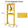 thumbnail image 2 of Hydraulic Press 6 Ton/12 Ton Hydraulic Shop Press, H-Frame Garage Floor Benchtop Press Adjustable Shop Press with Plates, Adjustable Working Table Height, for Gears and Bearings, Yellow, 2 of 8