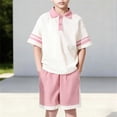 thumbnail image 7 of WRKEKC Kids Summer Outfits School Collared Button Down Short Sleeve Top and Elastic Waist 5 Inch Shorts Set for 4-16 Years, 7 of 7