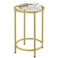 thumbnail image 2 of Alden Design Round Metal End Table with Glass Top for Livingroom, Gold, 2 of 8
