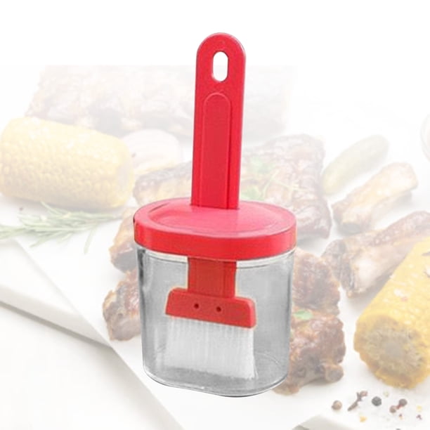 Distributeur d'Huile de Cuisine Transparent avec Brosse d'Arrosage en Silicone, Idéal pour la Cuisson, le BBQ et la Pâtisserie, Facile à Mesurer et à Utiliser