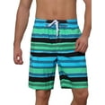 thumbnail image 1 of Pantalones cortos de playa de bloques de color con estampado de rayas de INSPIRE CHIC para hombres con cordón 34 Verde, 1 of 5
