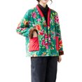 thumbnail image 2 of Quilted Jackets for Women, Women's Winter Fashion Ethnic Style Flower Printed Cotton-Padded Jacket Long-Sleeved Cotton Coat Christmas Gift, 2 of 9