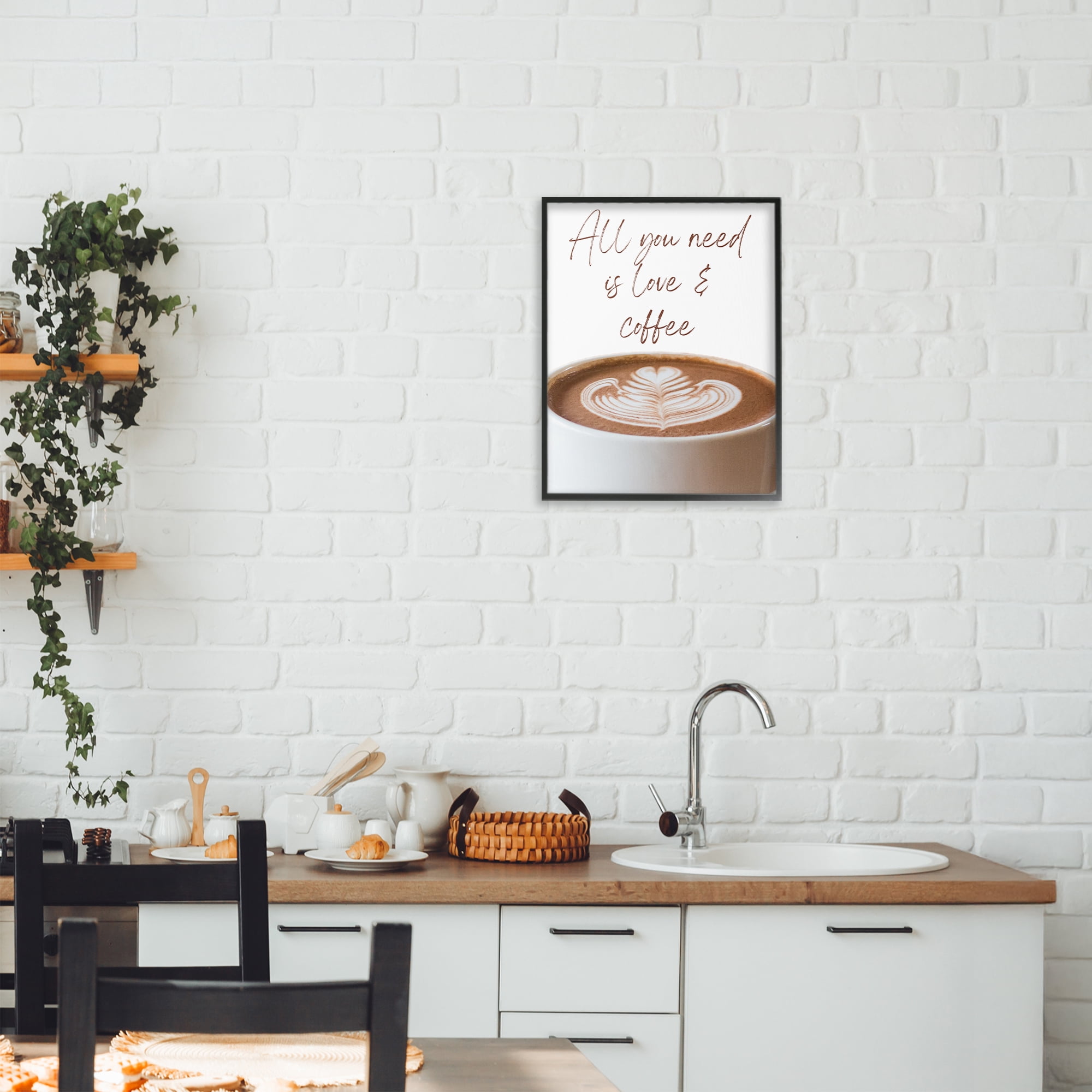 Stupell Industries All You Need Love & Coffee Black Framed Giclee Art, design by Jesse Keith