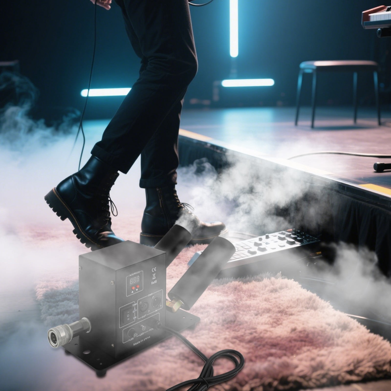 LiHUiee 150W 10A CO2 Jet Machine Dual Nozzles CO2 Fog Machine Modern Jet Fog Machine for Concerts, Parties