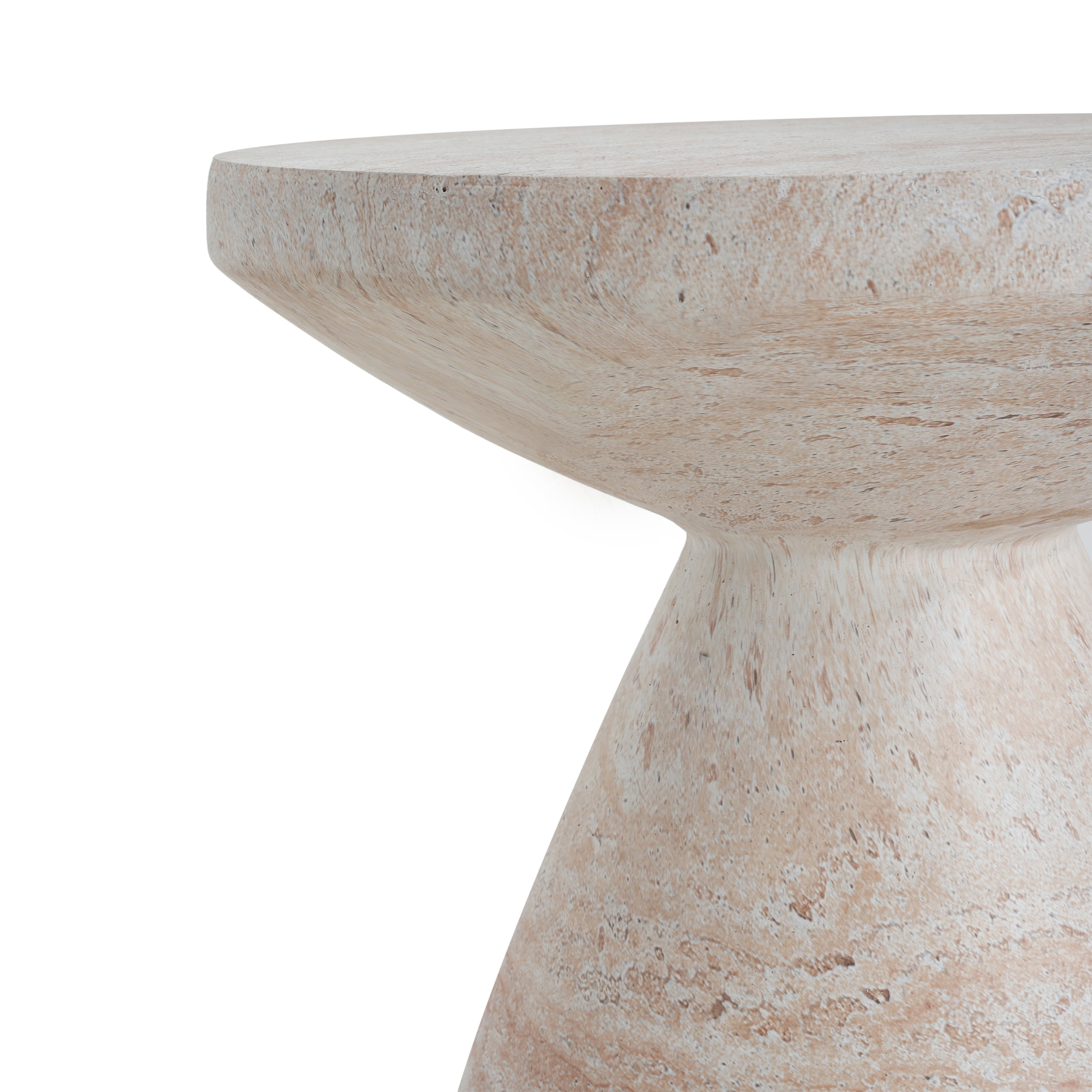Side Table, Outdoor Indoor Lightweight Concrete Table for Patio Balcony Garden, Travertine Finish