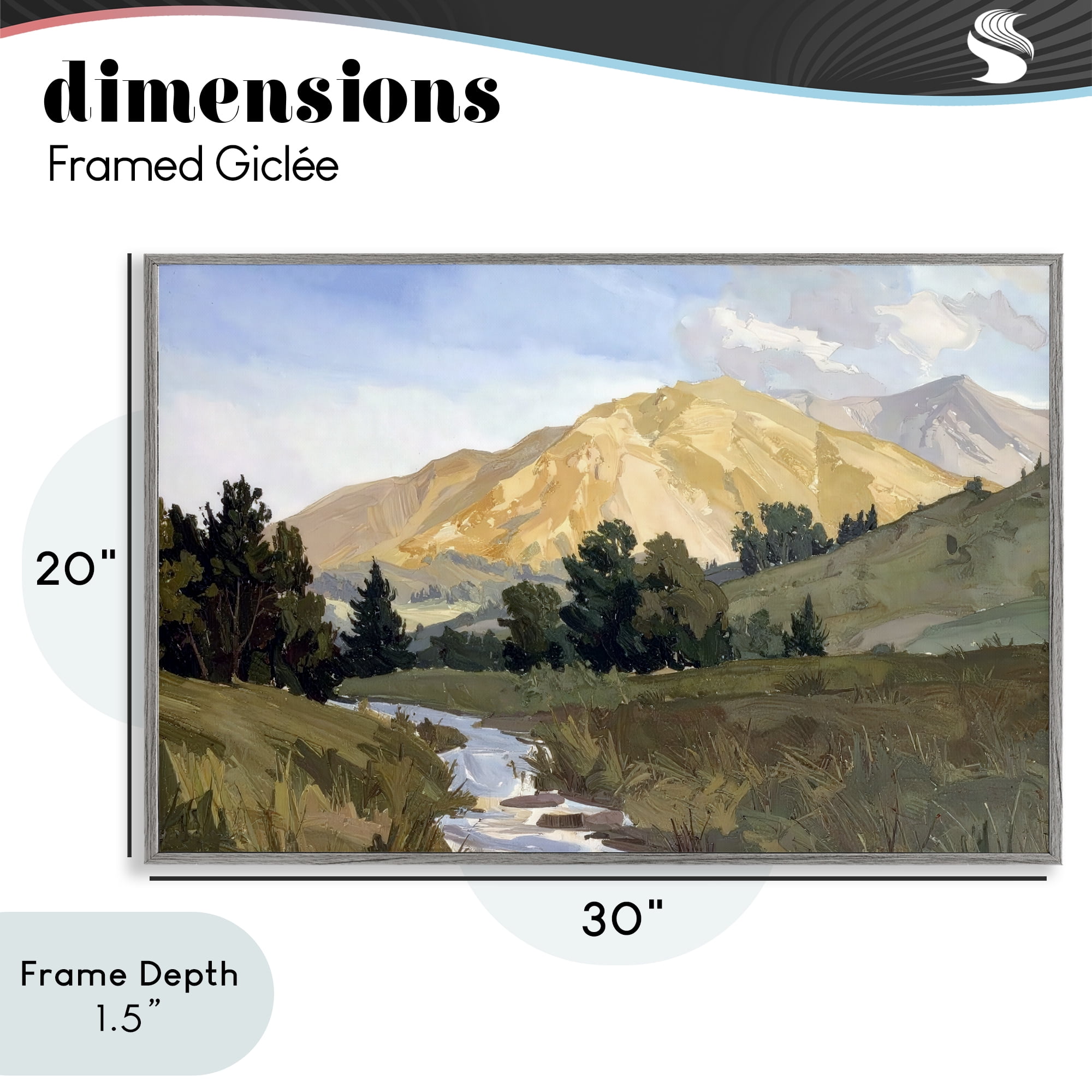 Stupell Industries Mountain Divide Valley Gray Framed Giclee Art, design by Alonza Saunders