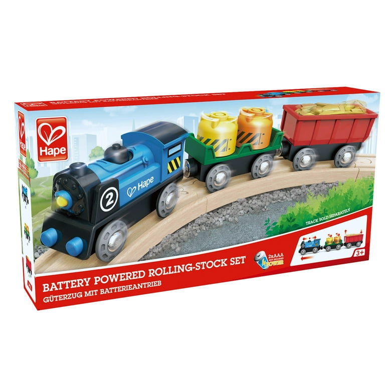 Hape Rolling-Stock Wooden Train Set, Battery Operated
