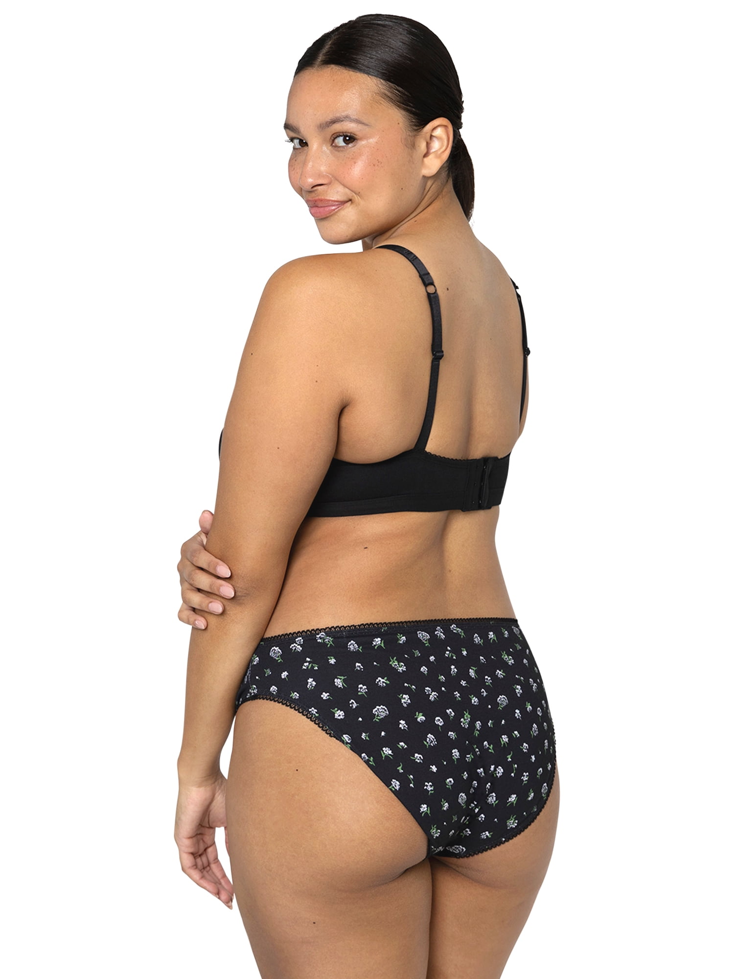 fresh collection by Fruit of the Loom Women's Cotton Triangle Bralette and Bikini Underwear Set