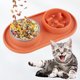 thumbnail image 4 of Comedero antiderrames con alfombrilla de silicona antideslizante y comedero lento extraíble con cuenco de acero inoxidable para agua y comida para gatos, 4 of 4