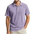 thumbnail image 7 of FRSASU Corduroy Shirt for Men Pullover Short Sleeve Polo Shirt Casual Work Collared Shirt Half Button Up Top Purple, 7 of 7