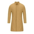 thumbnail image 4 of Lovskoo Mens Winter Coats Pea Coat Ingle-Breasted Warm Long Coat Solid Color Long Sleeve Casual Outwear & Jackets Trench Coat Overcoat Khaki, 4 of 7
