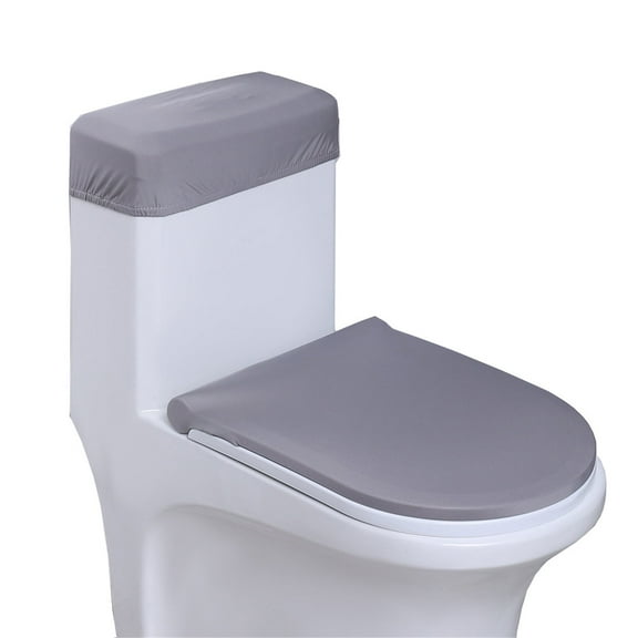 Toilet Lid Cover and Toilet Tank Lid Cover,Happon 2 Pack Stretch Toilet Lid Seat Cover Set, Washable Spandex Fabric Toilet Protector Cover, Fits Most Toilet Tanks & Lids(Gray)