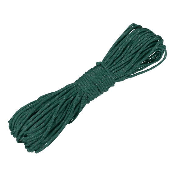 Uxcell Reflective Paracord Rope, 7 Strand Fluorescent Paracord Rope, 4 mm 98 ft for Camping Hiking (Dark Green)