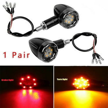 sailesiti Universal 2Pcs 12V Motorcycle LED Bullet Brake Running Turn Signal Tail Light For Bobber Cafe Rear Fog Warning Lamp Auto