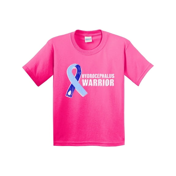 Inktastic Hydrocephalus Warrior with Light and Dark Blue Ribbon Youth T-Shirt