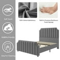 thumbnail image 5 of Velvet Bed Frame, 50.2" Tall Headboard & Footboard, Upholstered Platform Bed Frame with Nailhead Trim, No Box Spring Needed, Noise Free, Solid Wooden Slats, 5 of 8