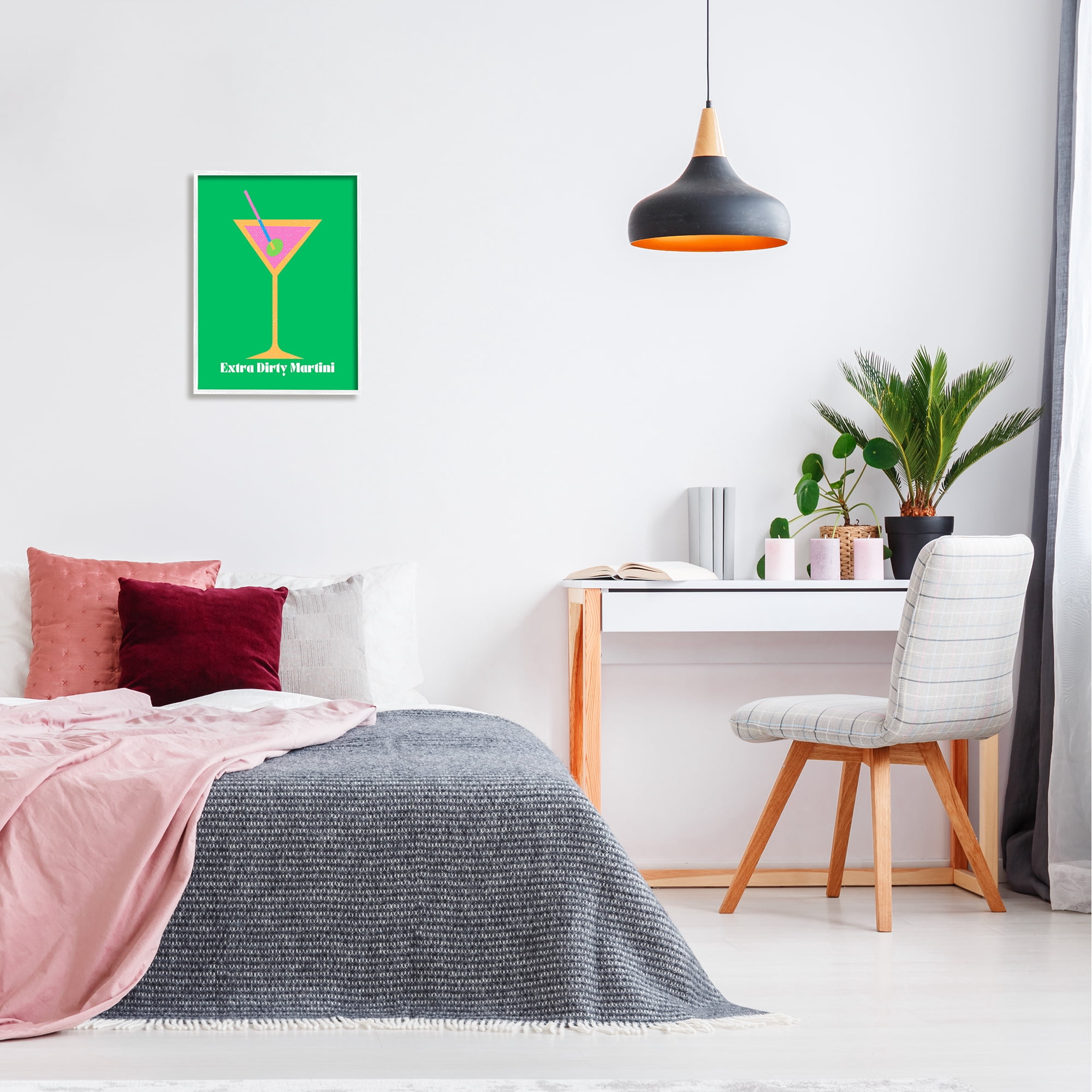 Stupell Industries Extra Dirty Martini on Green Food & Beverage Painting White Framed Art Print Wall Art, 16 x 20