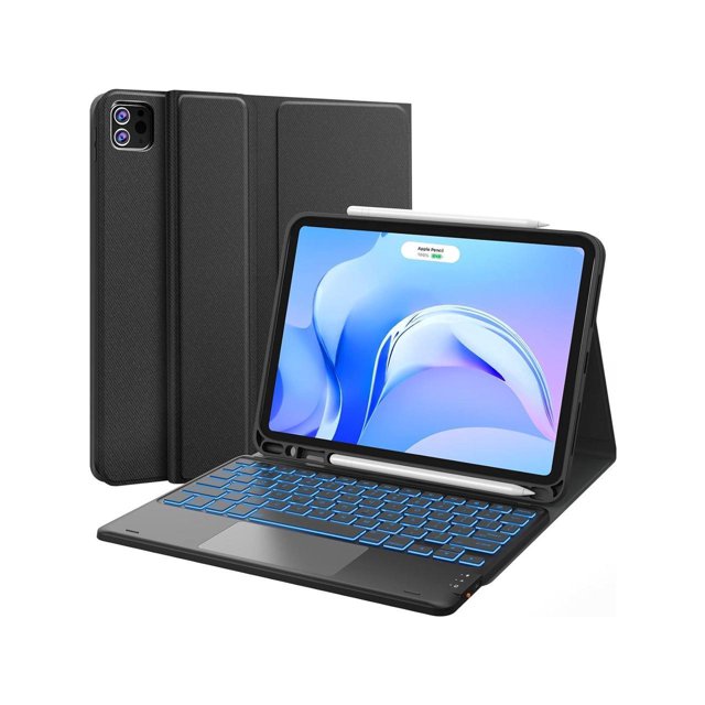Touchpad Keyboard Case for iPad Air 11 Inch 2025 M3 2024 M2, 7-Color Backlight, Pencil Holder, Bluetooth Keyboard Cover for for iPad Pro 11 4th/3rd/2nd/1st Gen, iPad Air 5th & 4th Gen 10.9