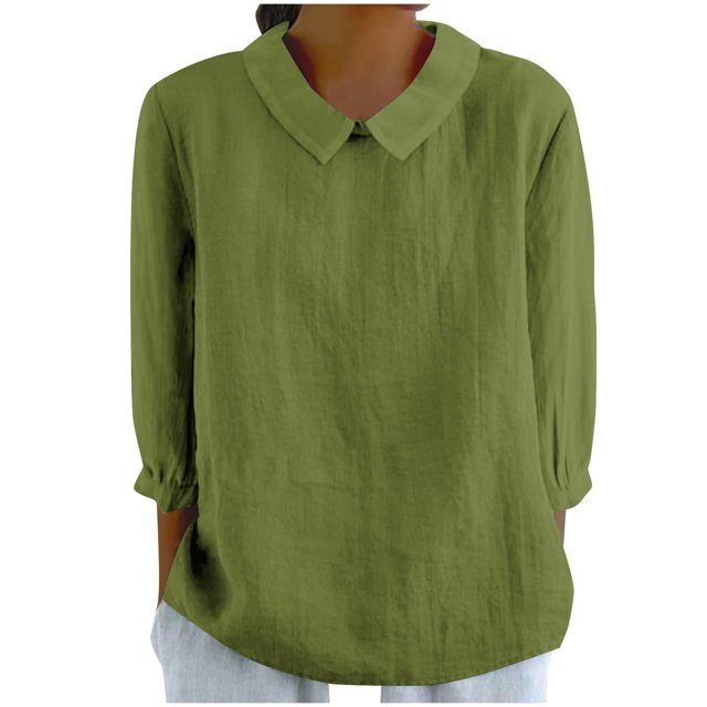 Timegard Plus Size Tops for Women Round Neck Half Neck Solid Color Tee Tops Casual Slim Fitting Blouse