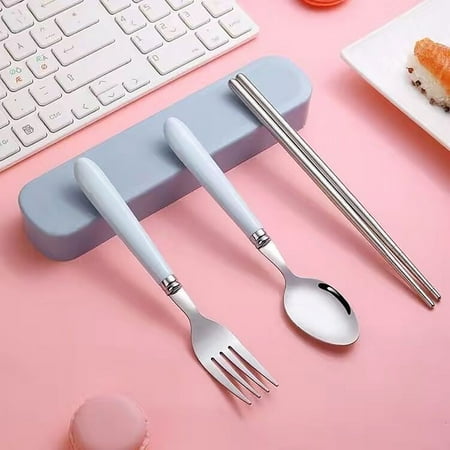 

KIHOUT Deals Portable Children s Fork Spoon Creative Spoon Fork Stainless Steel+plastic Student Tableware Fork Spoon Chopsticks Set Batch