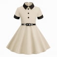 thumbnail image 1 of gdxvjhbj Robe de Fête Fille Robe Fille Ado Froncée à Étages à Volants Évasée Fluide à Bretelles Été Robes Préado Taille 9-10 (Beige, 9-10 Ans), 1 of 7