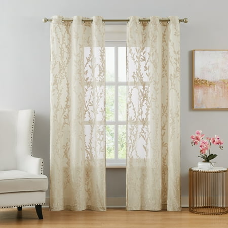 5th Avenue Lux Shelton Burn Out Grommet Window Curtain Panel Pair Multiple Polyester 2-Piece 96 Inch Panel Pair  floral themed  for Men and Women  OEKO-TEX Certified Confidence