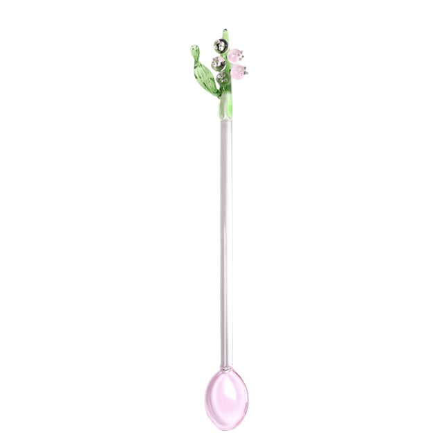 Cucharas para café expreso, minicuchara para café con leche con forma de lirio multicolor, cucharitas pequeñas de vidrio para té, cuchara mezcladora con varilla para revolver
