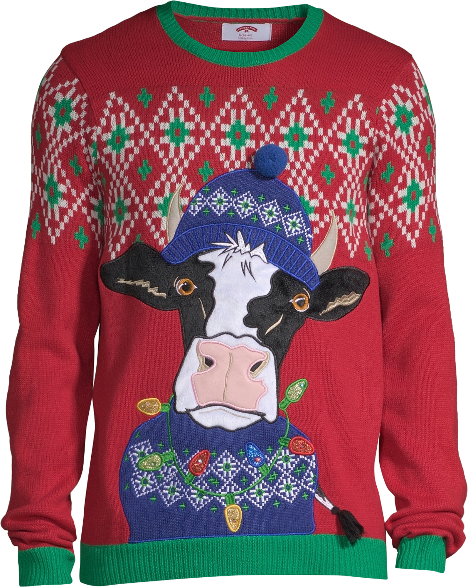 Holiday Time Men's Light-Up Cow Ugly Christmas Sweater - image 2 of 6